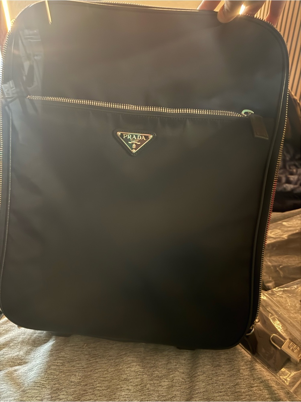 Prada Black Nylon Laptop Tote with Logo Triangle
